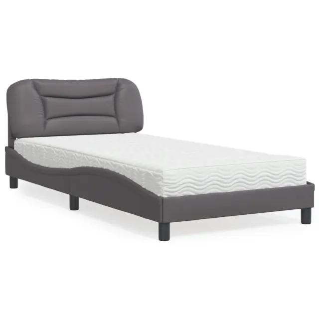 Lit avec matelas Hvar gris 100x200 cm similicuir