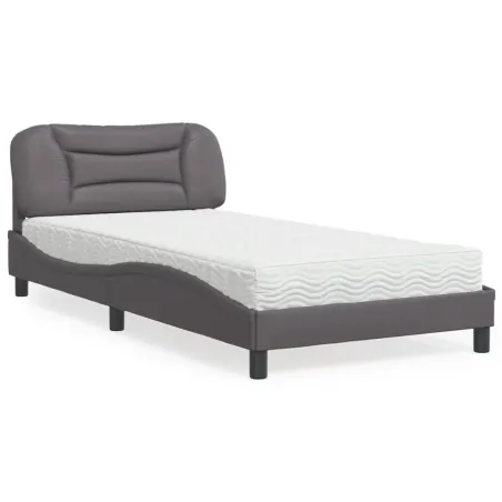 Lit avec matelas Hvar gris 100x200 cm similicuir