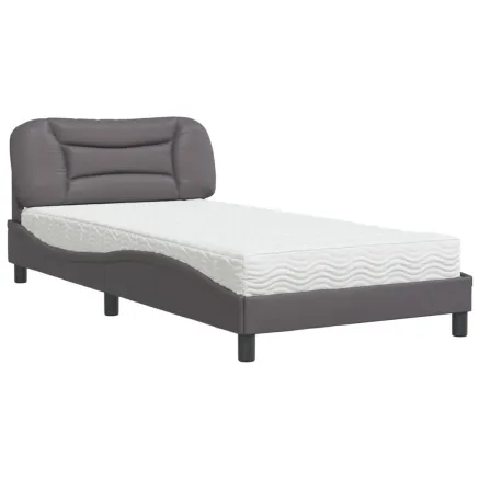 Lit avec matelas Hvar gris 100x200 cm similicuir 2