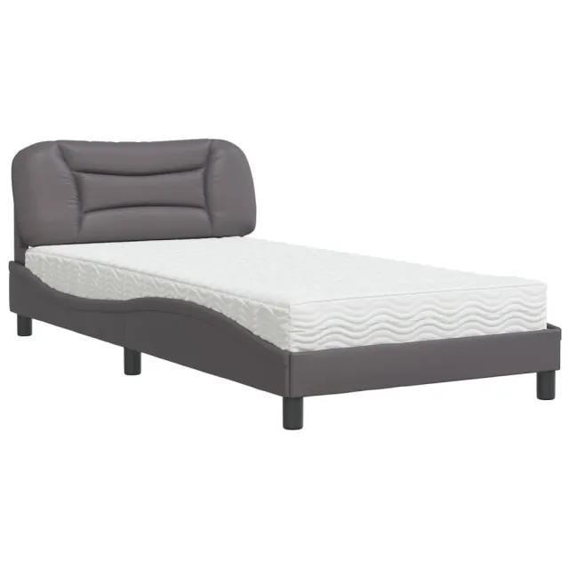 Lit avec matelas Hvar gris 100x200 cm similicuir