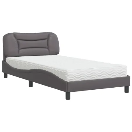 Lit avec matelas Hvar gris 100x200 cm similicuir