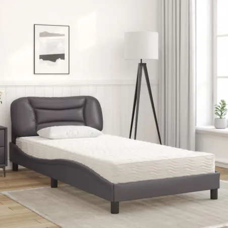 Lit avec matelas Hvar gris 100x200 cm similicuir