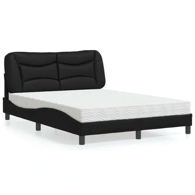 Lit avec matelas Hvar noir 120x200 cm similicuir