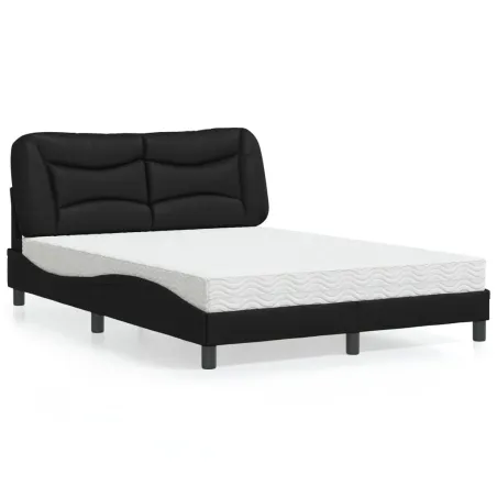 Lit avec matelas Hvar noir 120x200 cm similicuir