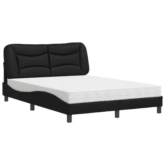 Lit avec matelas Hvar noir 120x200 cm similicuir