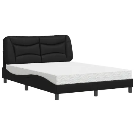 Lit avec matelas Hvar noir 120x200 cm similicuir