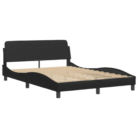 Lit avec matelas Hvar noir 120x200 cm similicuir
