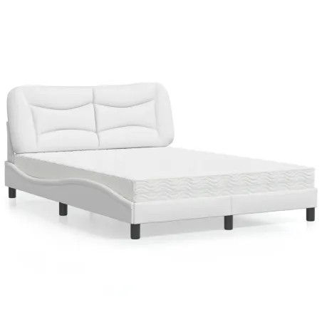 Lit avec matelas Hvar blanc 120x200 cm similicuir