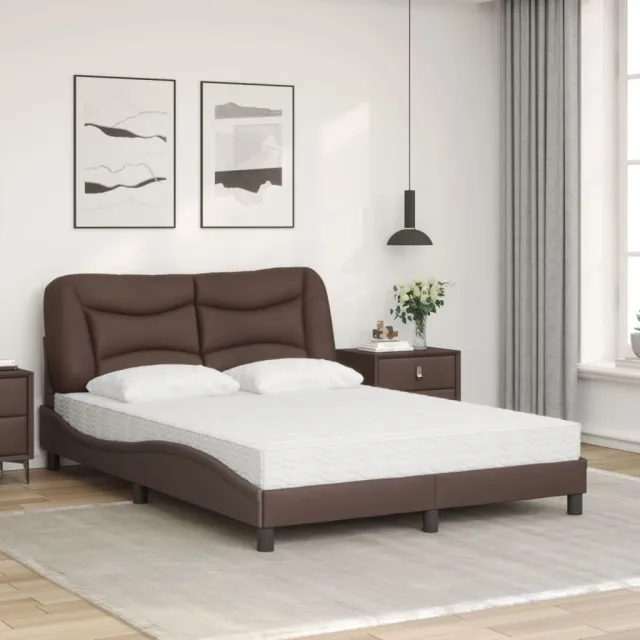 Lit avec matelas Hvar marron 120x200 cm similicuir