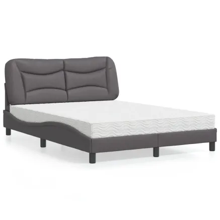 Lit avec matelas Hvar gris 120x200 cm similicuir