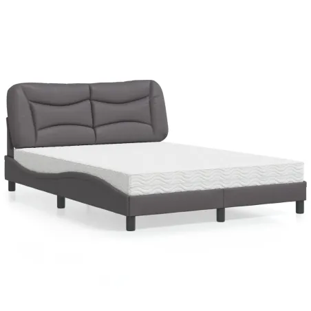 Lit avec matelas Hvar gris 120x200 cm similicuir