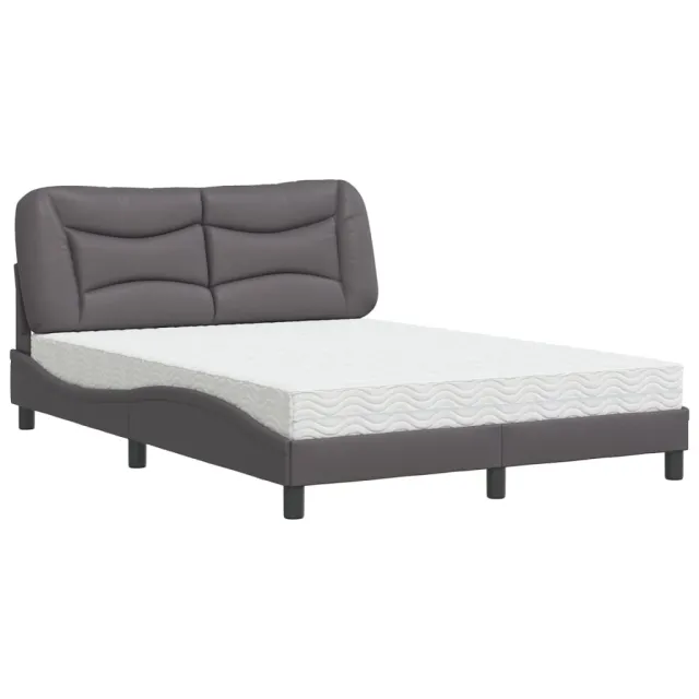 Lit avec matelas Hvar gris 120x200 cm similicuir