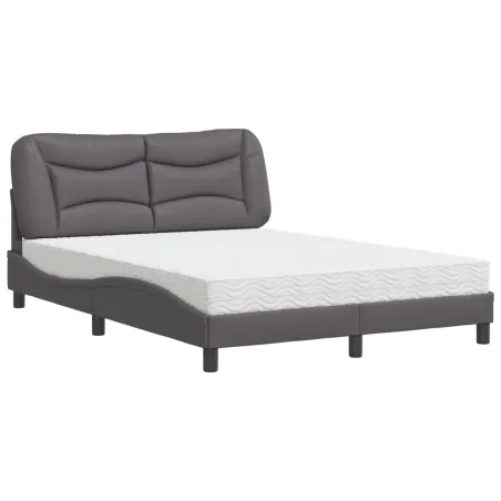 Lit avec matelas Hvar gris 120x200 cm similicuir