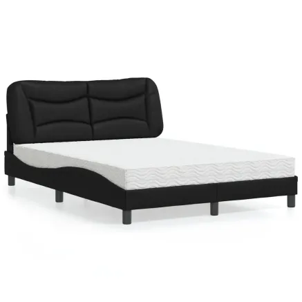 Lit avec matelas Hvar noir 140x190 cm similicuir