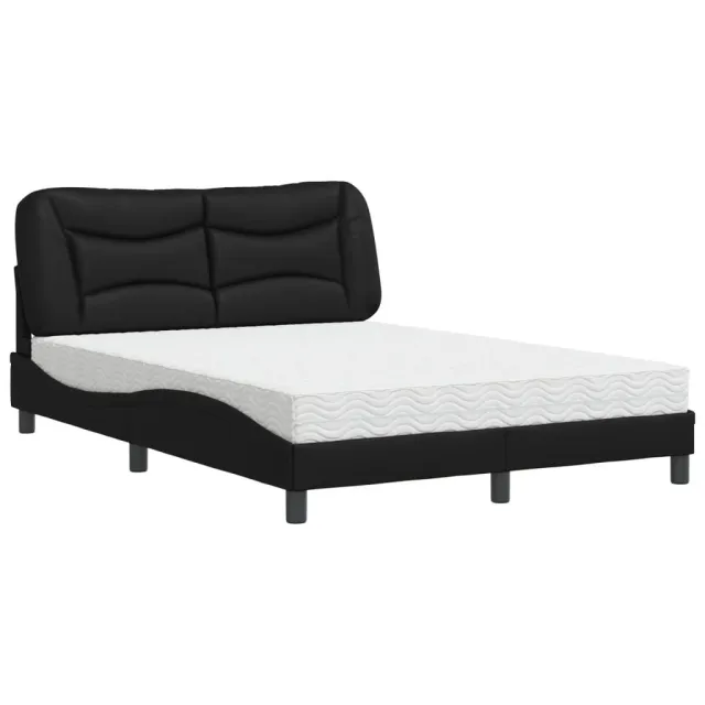 Lit avec matelas Hvar noir 140x190 cm similicuir