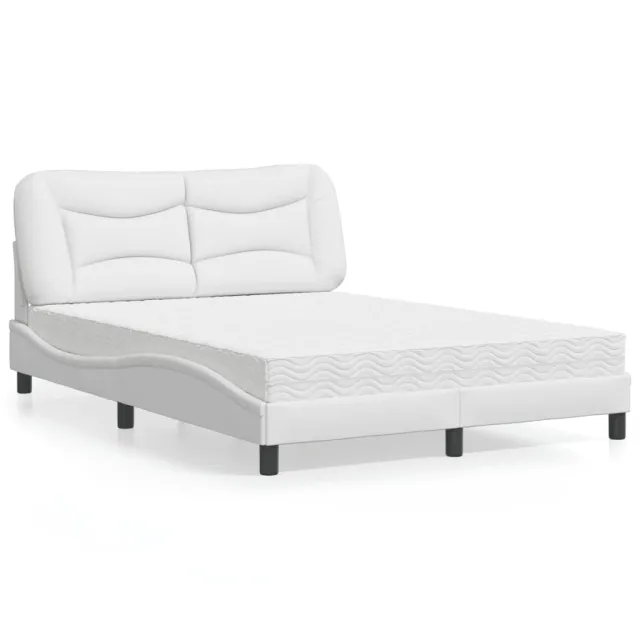 Lit avec matelas Hvar blanc 140x190 cm similicuir