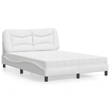 Lit avec matelas Hvar blanc 140x190 cm similicuir