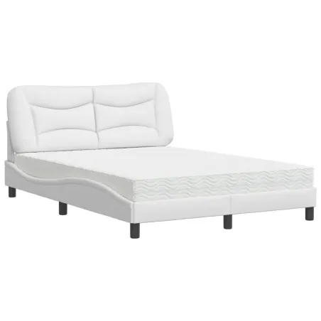 Lit avec matelas Hvar blanc 140x190 cm similicuir