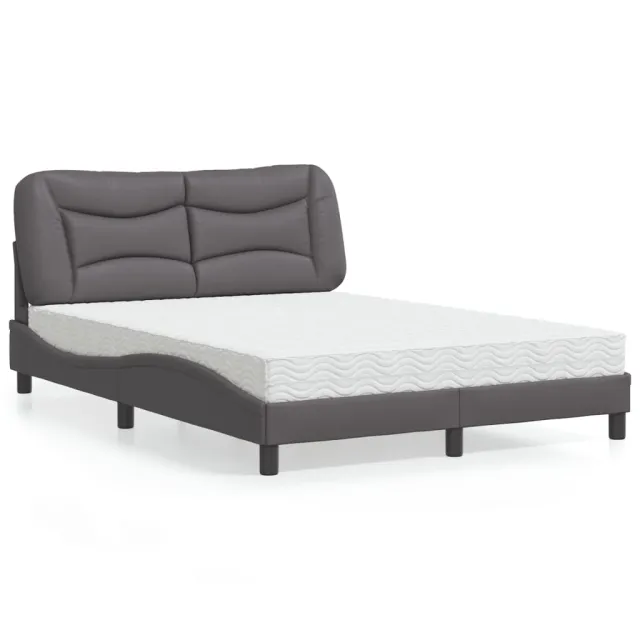 Lit avec matelas Hvar gris 140x190 cm similicuir