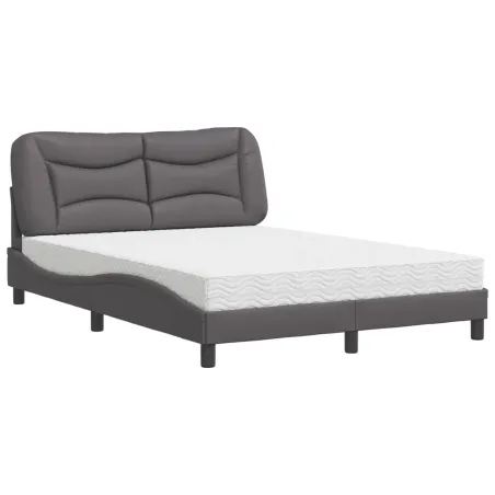 Lit avec matelas Hvar gris 140x190 cm similicuir