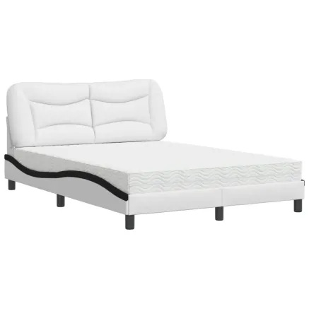 Lit avec matelas Hvar blanc et noir 140x190 cm similicuir 2