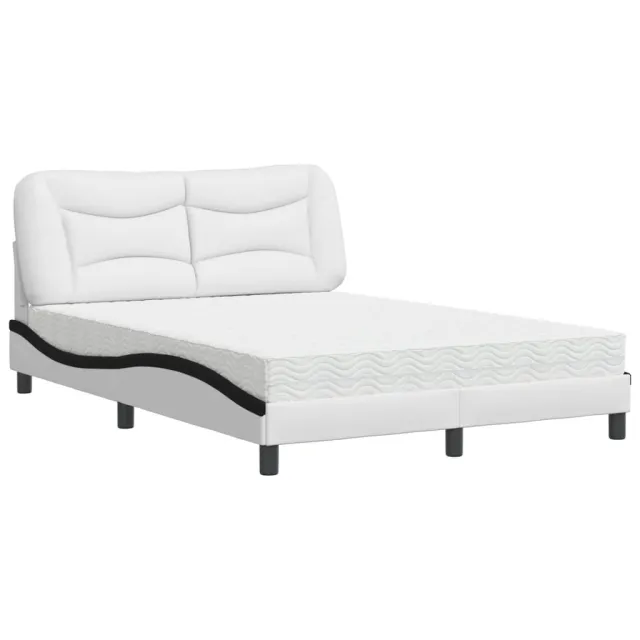Lit avec matelas Hvar blanc et noir 140x190 cm similicuir