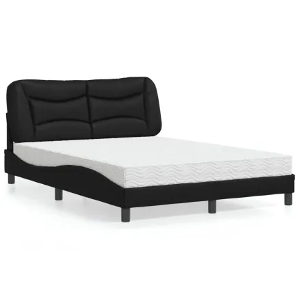 Lit avec matelas Hvar noir 140x200 cm similicuir