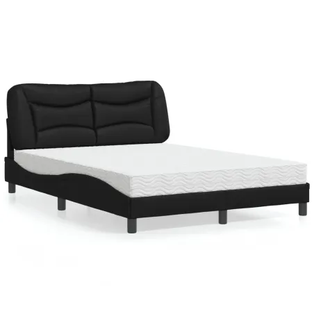 Lit avec matelas Hvar noir 140x200 cm similicuir