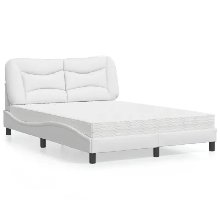 Lit avec matelas Hvar blanc 140x200 cm similicuir
