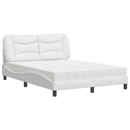 Lit avec matelas Hvar blanc 140x200 cm similicuir