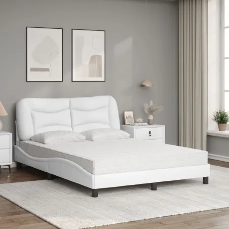 Lit avec matelas Hvar blanc 140x200 cm similicuir