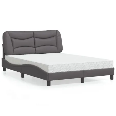 Lit avec matelas Hvar gris 140x200 cm similicuir