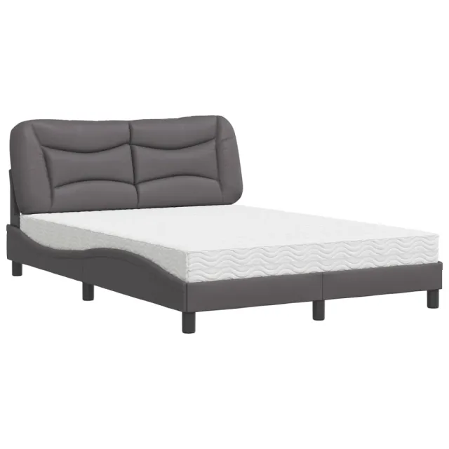 Lit avec matelas Hvar gris 140x200 cm similicuir