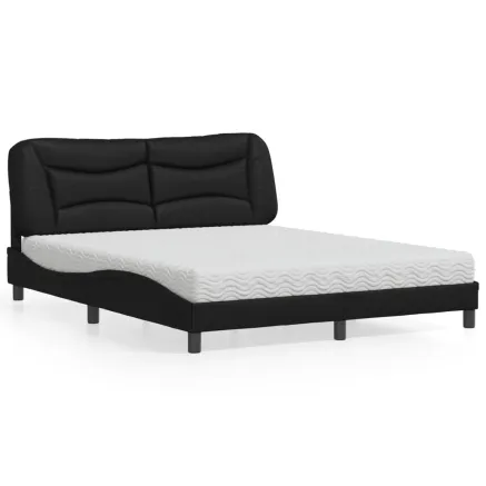 Lit avec matelas Hvar noir 160x200 cm similicuir
