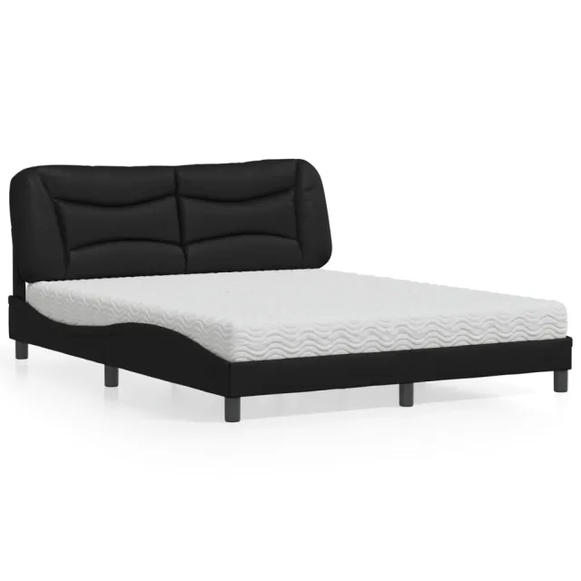 Lit avec matelas Hvar noir 160x200 cm similicuir