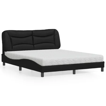 Lit avec matelas Hvar noir 160x200 cm similicuir
