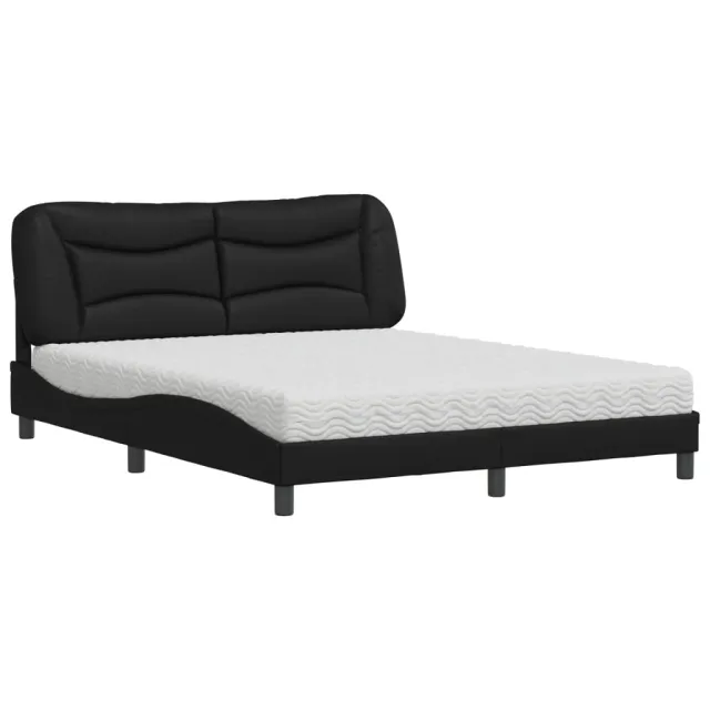 Lit avec matelas Hvar noir 160x200 cm similicuir