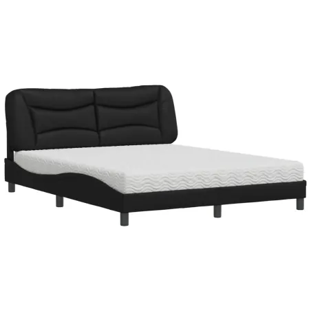 Lit avec matelas Hvar noir 160x200 cm similicuir
