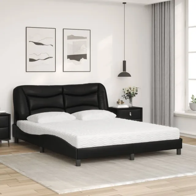 Lit avec matelas Hvar noir 160x200 cm similicuir