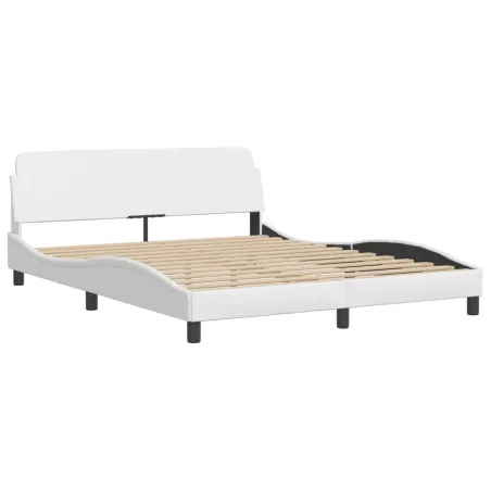 Lit avec matelas Hvar blanc 160x200 cm similicuir