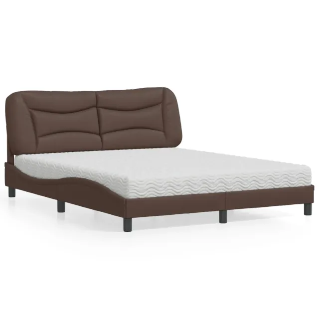 Lit avec matelas Hvar marron 160x200 cm similicuir