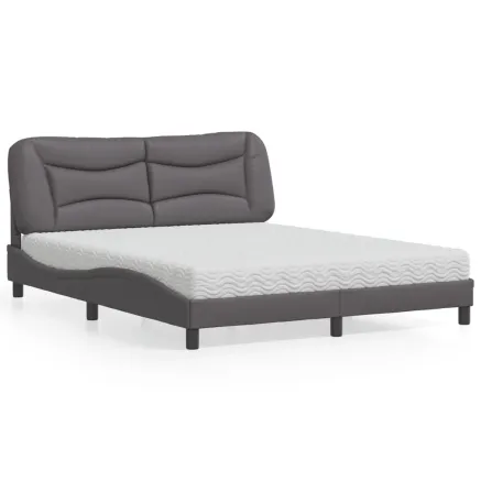 Lit avec matelas Hvar gris 160x200 cm similicuir