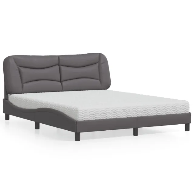 Lit avec matelas Hvar gris 160x200 cm similicuir
