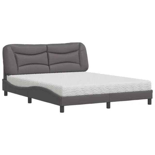 Lit avec matelas Hvar gris 160x200 cm similicuir
