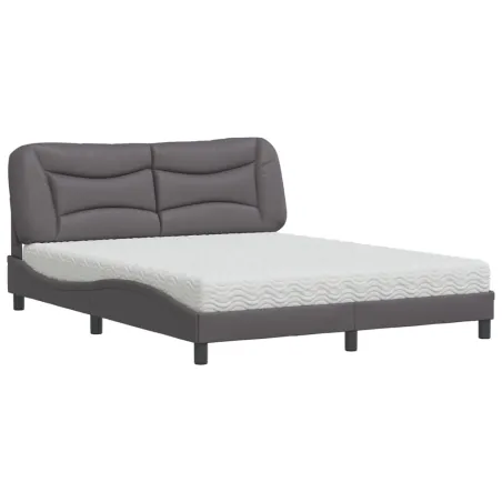 Lit avec matelas Hvar gris 160x200 cm similicuir
