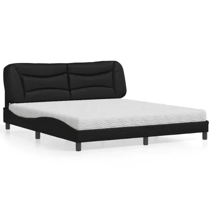 Lit avec matelas Hvar noir 180x200 cm similicuir