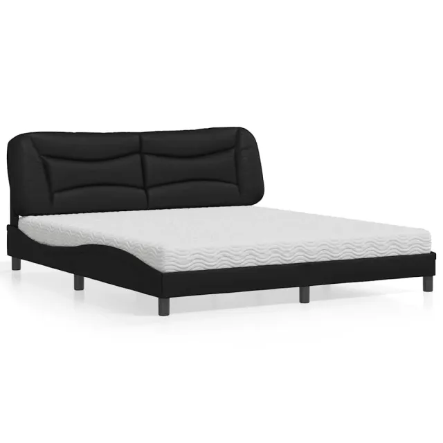 Lit avec matelas Hvar noir 180x200 cm similicuir