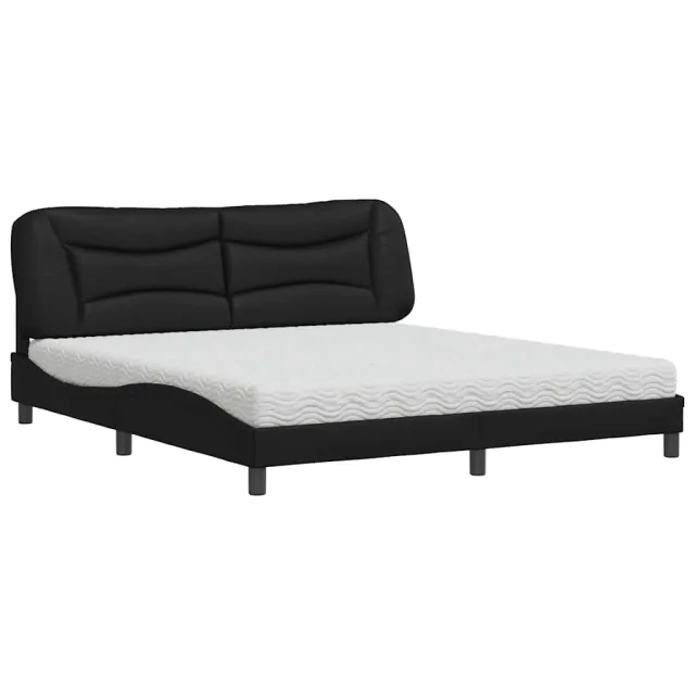 Lit avec matelas Hvar noir 180x200 cm similicuir
