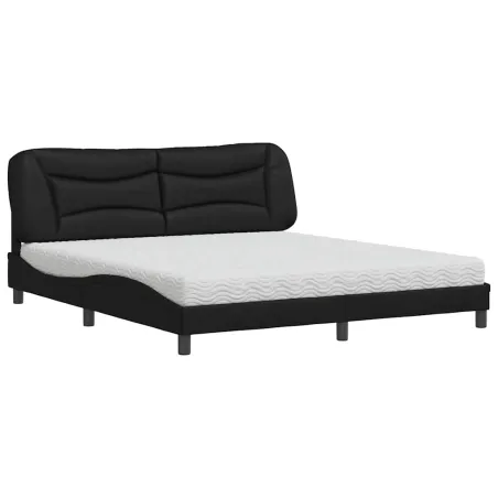 Lit avec matelas Hvar noir 180x200 cm similicuir