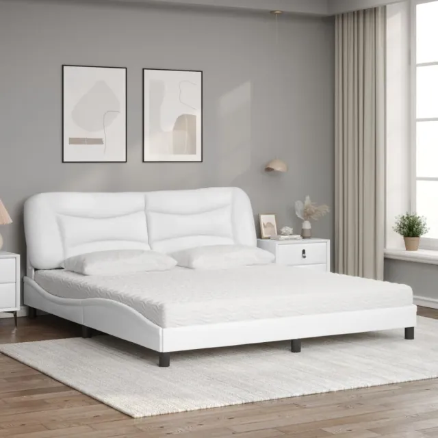Lit avec matelas Hvar blanc 180x200 cm similicuir